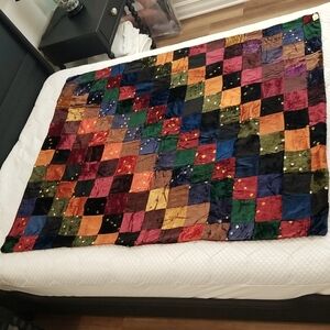 NWT BOHO PIECED VELVET TABLE TOPPER OR DECORATIVE THROW